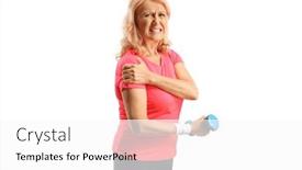  Presentation with shoulder - PPT layouts enhanced with mature-woman-in-sportswear and a white colored foreground
