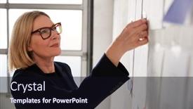  Presentation with designs - Presentation theme enhanced with mature-woman-looking-at-designs background and a wine colored foreground