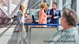  Presentation with airport boarding pass - Theme enhanced with mature-woman-on-board-giving background and a light gray colored foreground