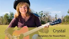  Presentation with country western - Presentation theme enhanced with mature woman plays country western background and a yellow colored foreground