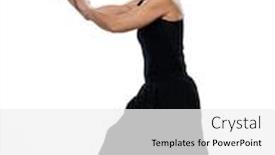  Presentation with tai chi - Theme consisting of mature woman praticing tai chi chuan in studio on isolated white background background and a white colored foreground