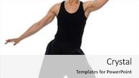  Presentation with tai chi - PPT theme enhanced with mature woman praticing tai chi chuan in studio on isolated white background background and a white colored foreground