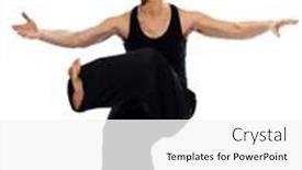  Presentation with tai chi - PPT layouts with mature woman praticing tai chi chuan in studio on isolated white background background and a white colored foreground