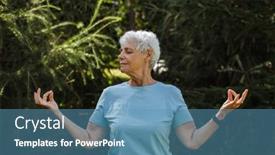  Presentation with senior citizen - Theme enhanced with mature-woman-relaxing-in-nature background and a teal colored foreground