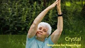  Presentation with senior citizen - Slide set enhanced with mature-woman-relaxing-in-nature background and a tawny brown colored foreground