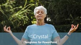  Presentation with female sport - Slides enhanced with mature-woman-relaxing-in-nature background and a teal colored foreground