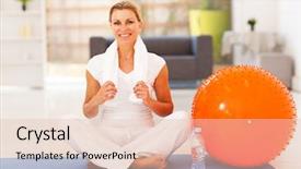  Presentation with asthma and exercise - Slide deck with mature woman resting on exercise background and a lemonade colored foreground