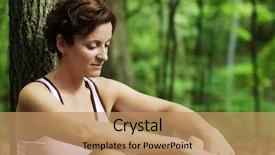  Presentation with woman runner - Amazing presentation having mature woman runner resting in woods backdrop and a coral colored foreground