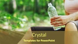  Presentation with woman runner - Colorful presentation theme enhanced with mature woman runner resting in woods backdrop and a tawny brown colored foreground