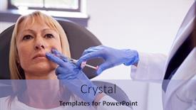  Presentation with anti ageing - Beautiful theme featuring mature-woman-sitting-in-chair backdrop and a light blue colored foreground