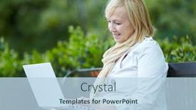  Presentation with park - PPT layouts enhanced with mature-woman-sitting-on-park background and a sky blue colored foreground