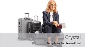  Presentation with ticket - Presentation with mature-woman-sitting background and a light gray colored foreground