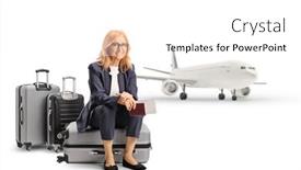  Presentation with passport - Presentation design with mature-woman-sitting background and a white colored foreground