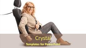  Presentation with car seat - PPT theme having mature-woman-sitting background and a coral colored foreground
