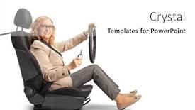  Presentation with car seat - Presentation theme having mature-woman-sitting background and a  colored foreground