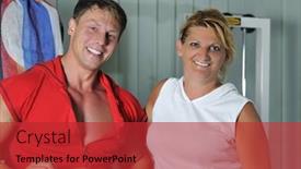  Presentation with trainer - Colorful slides enhanced with mature-woman-smiling-with-fitness backdrop and a  colored foreground