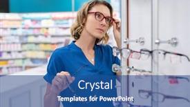  Presentation with undecided - Slide deck consisting of mature-woman-trying-on-glasses background and a ocean colored foreground