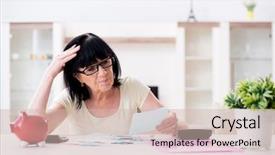  Presentation with reconcile - Colorful slide deck enhanced with mature woman trying to reconcile backdrop and a  colored foreground