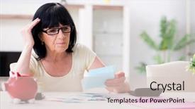  Presentation with reconcile - Slide set with mature woman trying to reconcile background and a lemonade colored foreground