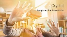  Presentation with house - Presentation theme having mature-woman-using-vr-headset background and a lemonade colored foreground