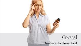  Presentation with bottle - Presentation consisting of mature-woman-with-a-bottle background and a  colored foreground