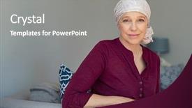  Presentation with chemotherapy - Theme featuring mature woman with cancer background and a gray colored foreground