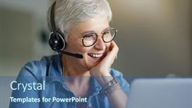  Presentation with hair - Slide deck enhanced with mature-woman-with-grey-short background and a ocean colored foreground