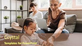  Presentation with solving - PPT layouts with mature-woman-with-laptop-helping background and a  colored foreground