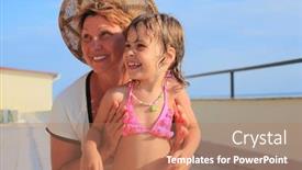  Presentation with veranda - Audience pleasing theme consisting of mature-woman-with-little-girl backdrop and a coral colored foreground