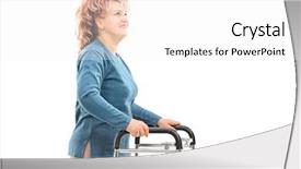  Presentation with walker - Audience pleasing presentation theme consisting of mature woman with walker looking backdrop and a  colored foreground