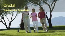  Presentation with women golf - Theme with mature women walking on golf background and a tawny brown colored foreground