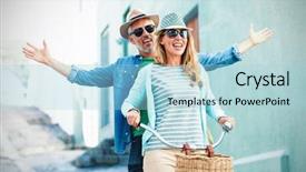  Presentation with bicycle generator - PPT theme consisting of matured relationship - mature couple enjoying while riding background and a light blue colored foreground