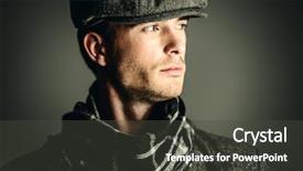  Presentation with beauty - Presentation theme having maturity model - male beauty fashion portrait background and a dark gray colored foreground