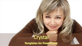  Presentation with old fashioned black and white - Cool new PPT theme with maturity model - mid adult smiling woman portrait backdrop and a tawny brown colored foreground