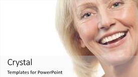  Presentation with tv show studio camera - Audience pleasing theme consisting of maturity model - portrait of attractive caucasian smiling backdrop and a white colored foreground