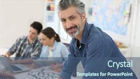  Presentation with colonial architecture kolkata - Audience pleasing presentation theme consisting of maturity model - portrait of smiling teacher backdrop and a ocean colored foreground