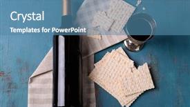  Presentation with passover - PPT theme having matzo for passover with metal background and a teal colored foreground