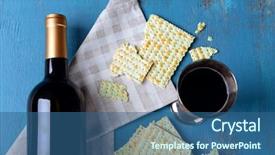  Presentation with passover - Slide set consisting of matzo for passover with metal background and a ocean colored foreground
