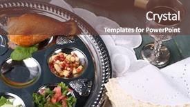  Presentation with passover - Audience pleasing slide set consisting of matzo for passover with seder backdrop and a tawny brown colored foreground