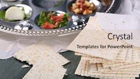  Presentation with passover - Theme with matzo for passover with seder background and a lemonade colored foreground