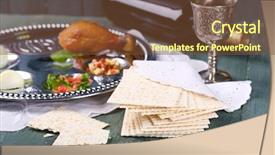  Presentation with passover - Colorful presentation design enhanced with matzo for passover with seder backdrop and a tawny brown colored foreground