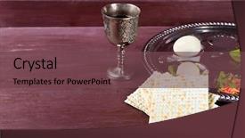  Presentation with passover - Presentation featuring matzo for passover with seder background and a tawny brown colored foreground