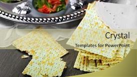  Presentation with passover - Slides featuring matzo for passover with seder background and a soft green colored foreground