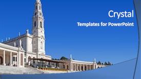  Presentation with pilgrimage - Slide deck having maurian - sanctuary of fatima portugal basilica background and a cobalt blue colored foreground