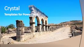  Presentation with roman columns - Slide deck having amazigh - arch and columns on decumanus background and a teal colored foreground