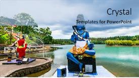  Presentation with hindu gods - Slides enhanced with mauritius - grand bassin hindu background and a light blue colored foreground