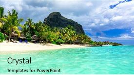  Presentation with paradise island - Beautiful presentation design featuring mauritius island beautiful le morne backdrop and a arctic colored foreground