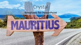  Presentation with road - PPT theme enhanced with mauritius-wooden-sign-with-road background and a light blue colored foreground