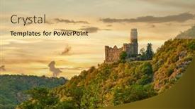  Presentation with german castle - PPT layouts featuring maus-castle-at-sunset-rhine background and a lemonade colored foreground