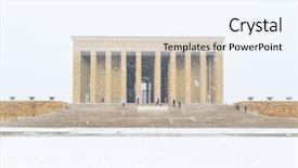  Presentation with blizzard - PPT theme with mausoleum anitkabir in snow blizzard background and a sky blue colored foreground